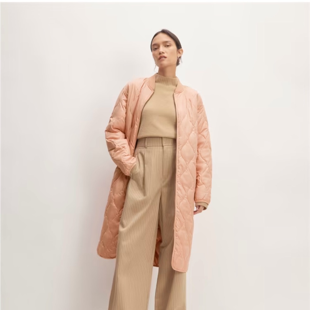 Everlane ReNew long liner coat in pink sz S